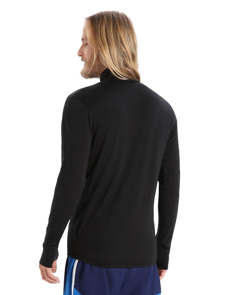 Black Icebreaker ZoneKnit™ Merino Long Sleeve Zip Men's Hoodie | AU 1261EBCX